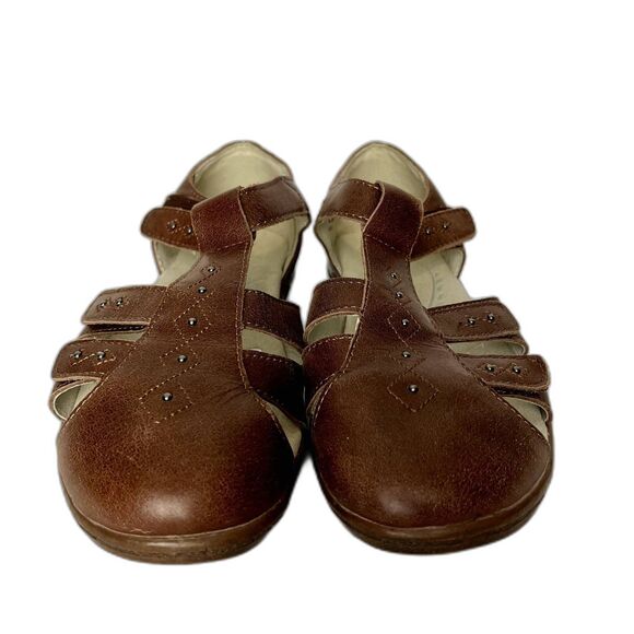 Propet Heather Fisherman Sandals Brown Leather Embroidery Grandmacore Sz 7 1/2 - Picture 4 of 8